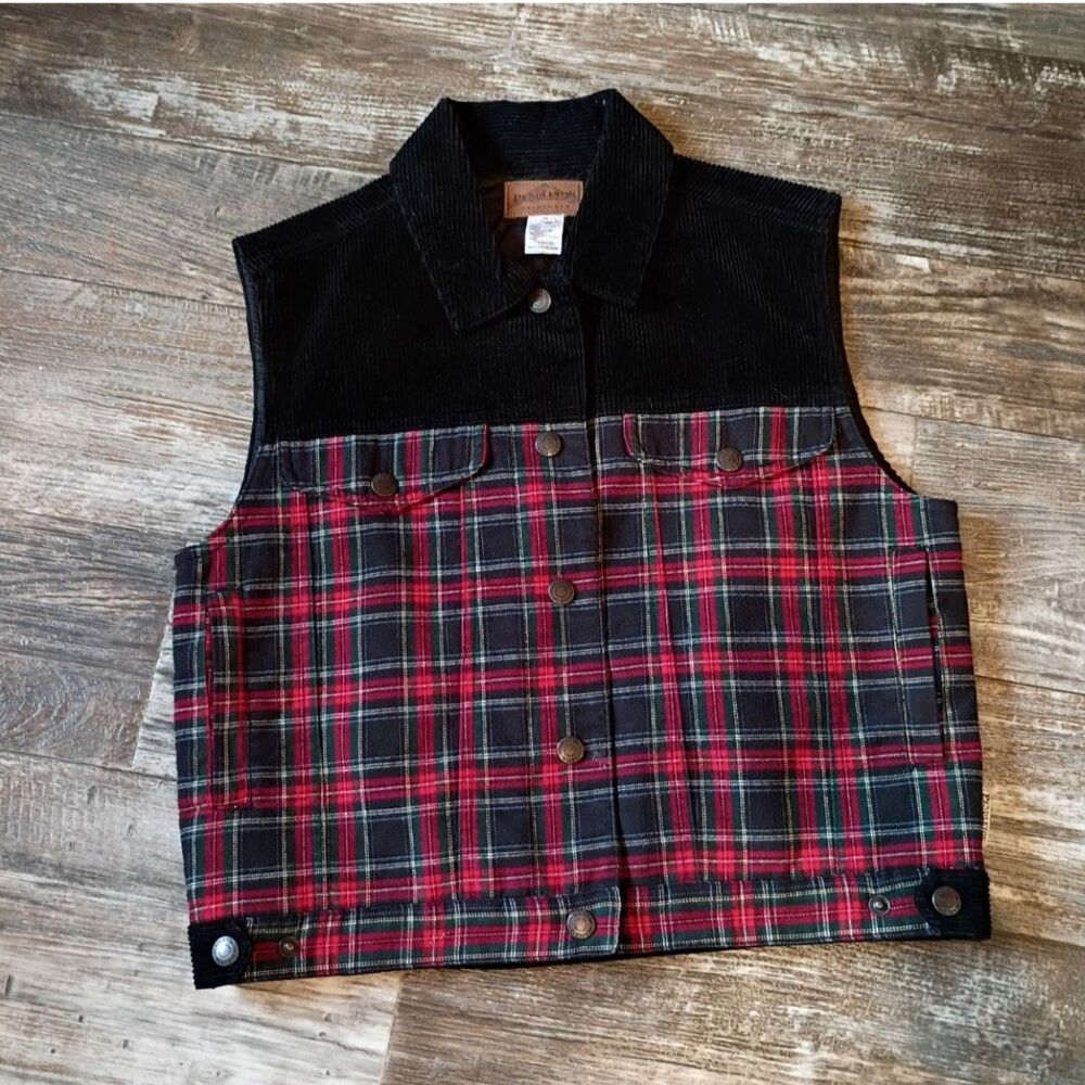 Vintage Pendleton Originals Plaid Corduroy Vest Size S Quilted